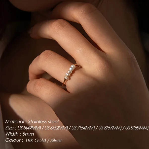 Aurora Pearl™ – Elegant Freshwater Pearl Stainless Steel Ring - Image 2