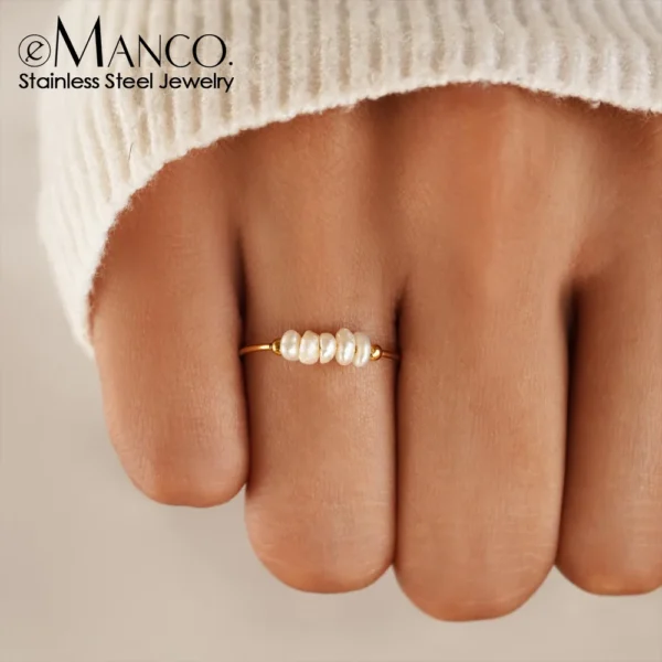 Aurora Pearl™ – Elegant Freshwater Pearl Stainless Steel Ring