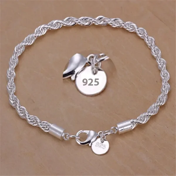 SterliX™ 925 Silver Rope Bracelet – Timeless Elegance for Every Occasion
